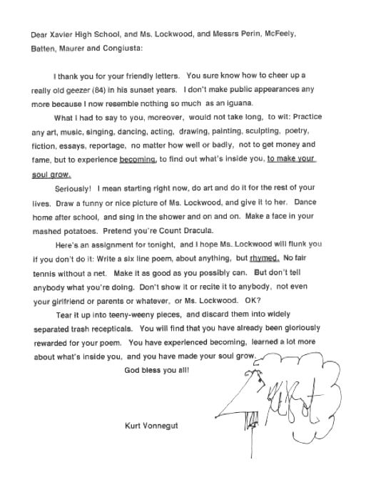 una lettera da Kurt&nbsp;Vonnegut