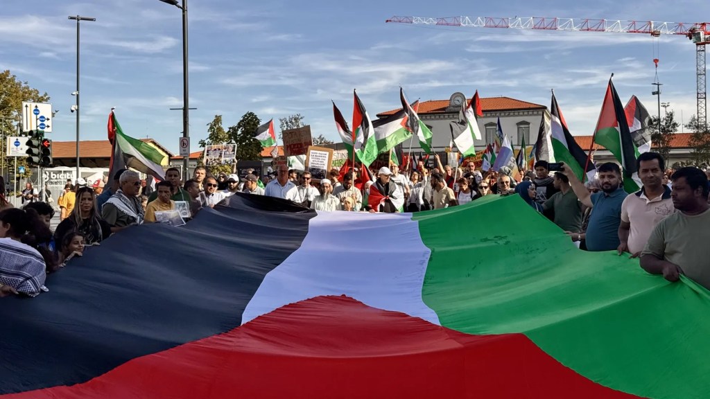 in piazza per&nbsp;Gaza
